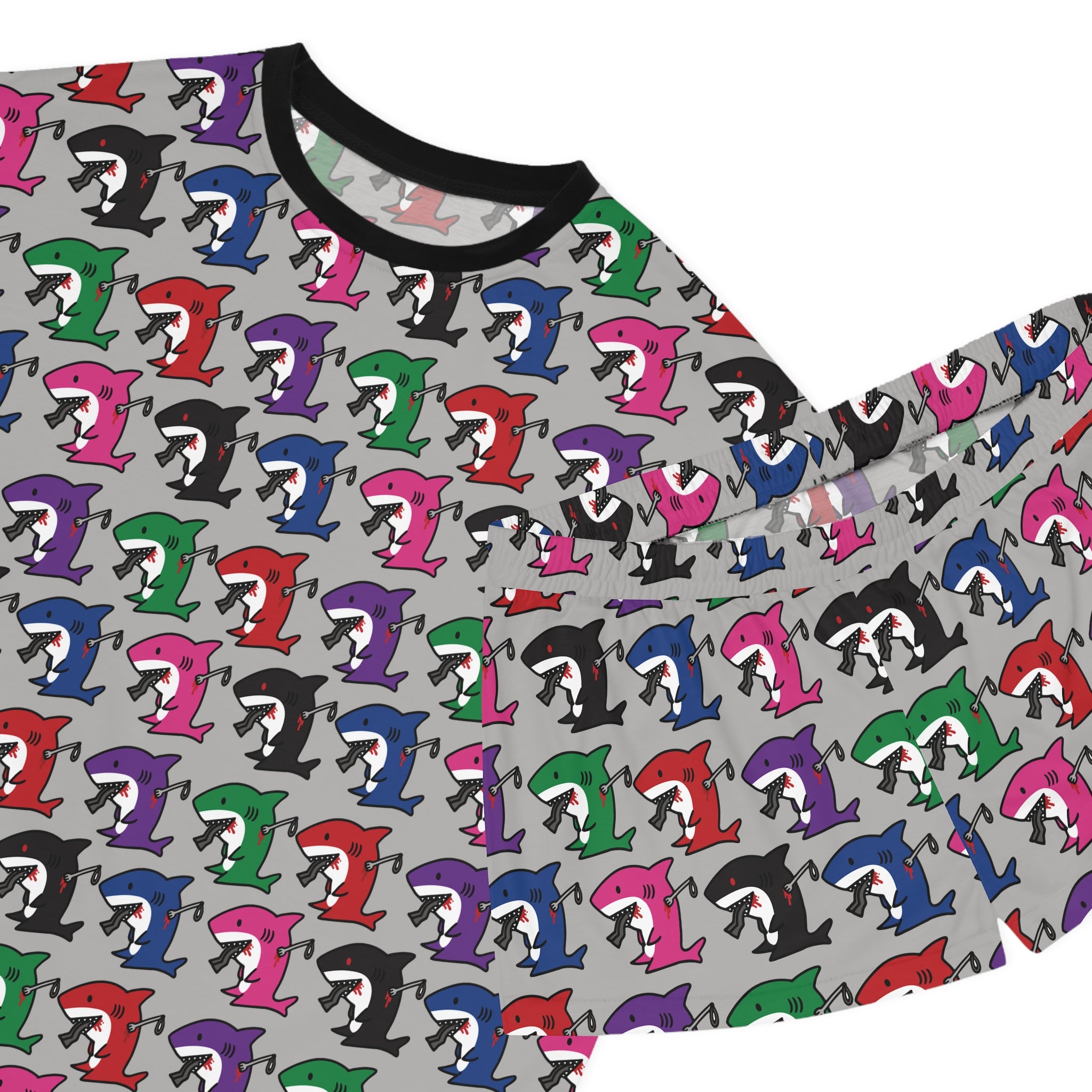 Slit Gill Pattern Pajama Set